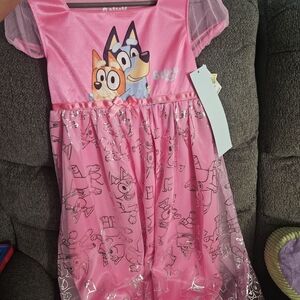 Pink Kids Dress with Cartoon Print 4 / 5 T